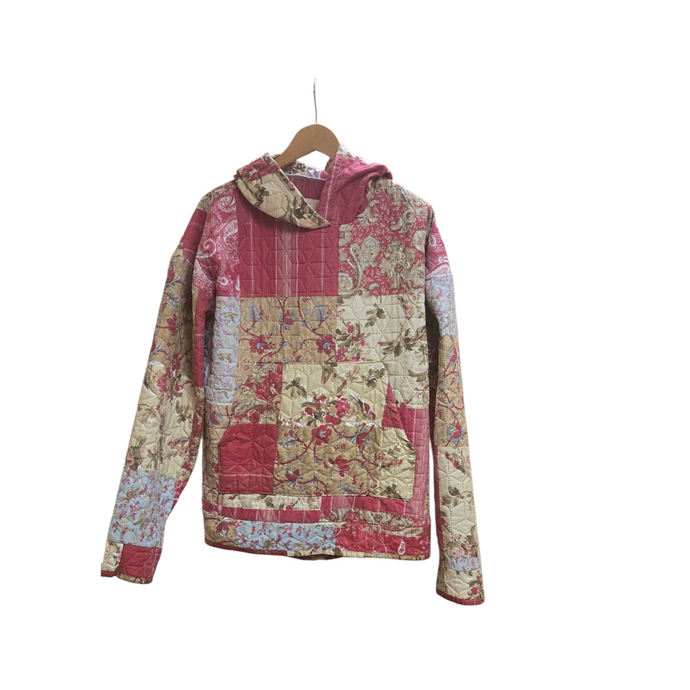 Handmade Oversized Quilt Hoodie Upcycled Jacket  Cottagecore Patchwork Pullover